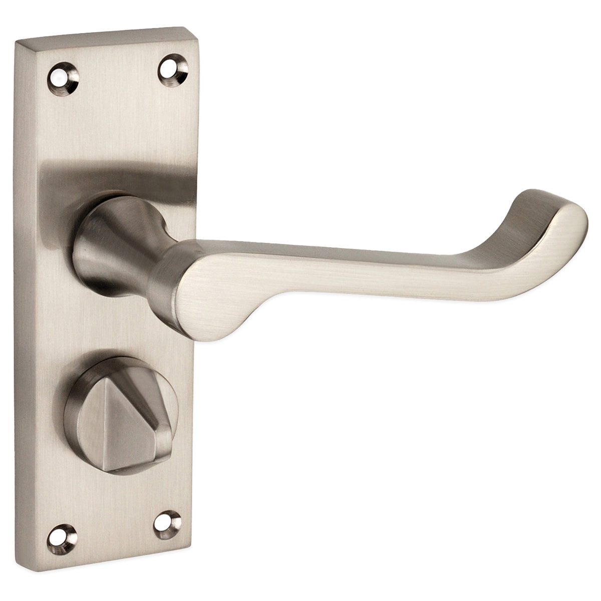 VICTORIAN SCROLL PRIVACY LEVER HANDLE 115x55x100 SNP by Spira Brass