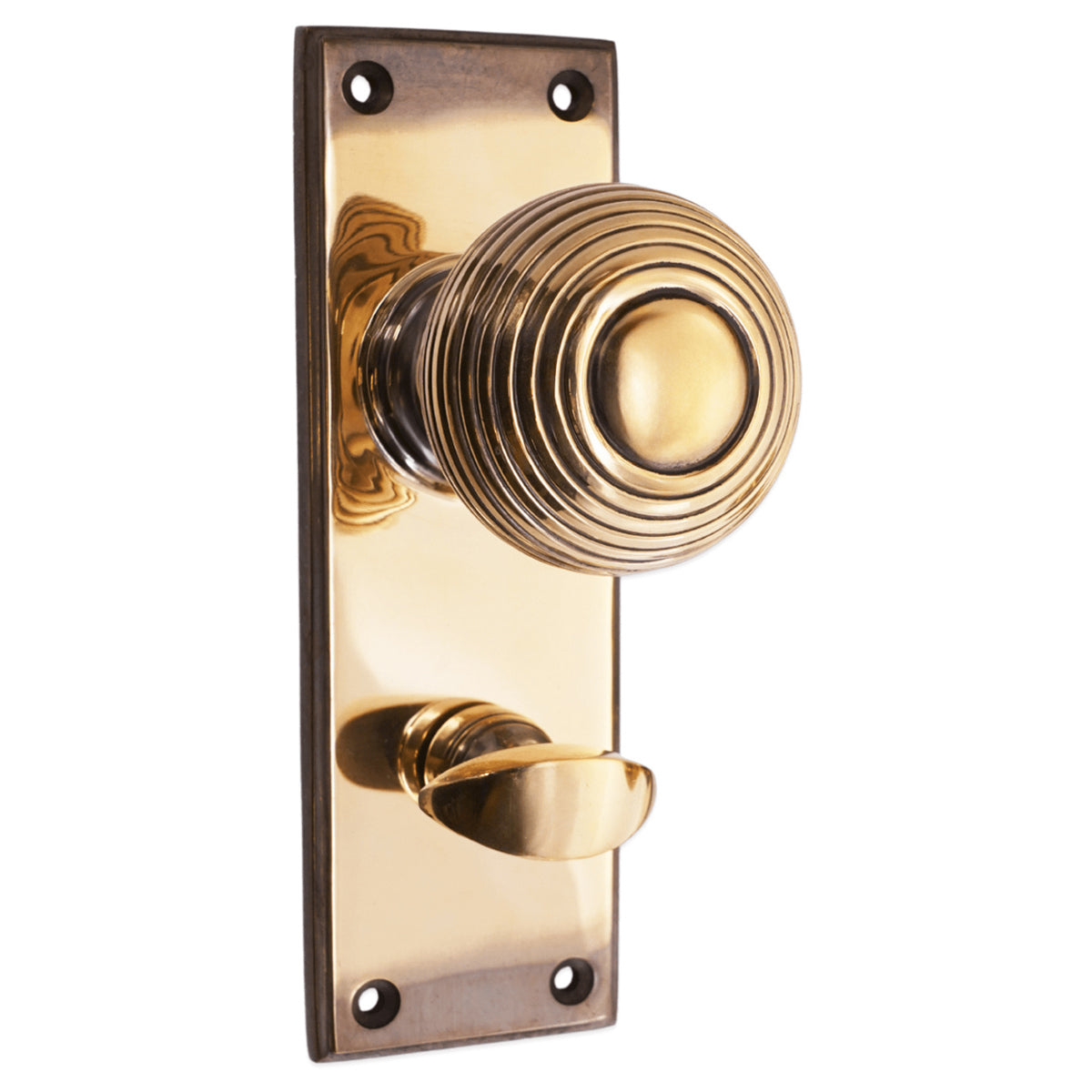 BEEHIVE KNOB ON BACKPLATE BATHROOM 76x50x150 AGBR by Spira Brass