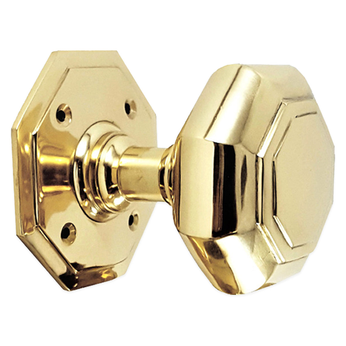 OCTAGONAL MORTICE DOOR KNOBS 83x78x73 PBR by Spira Brass