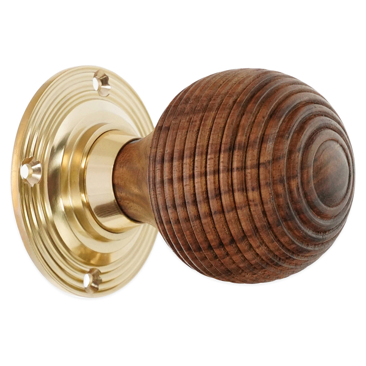 ROSEWOOD BEEHIVE RIM/MORTICE DOOR KNOB 65x85x55 PBR by Spira Brass