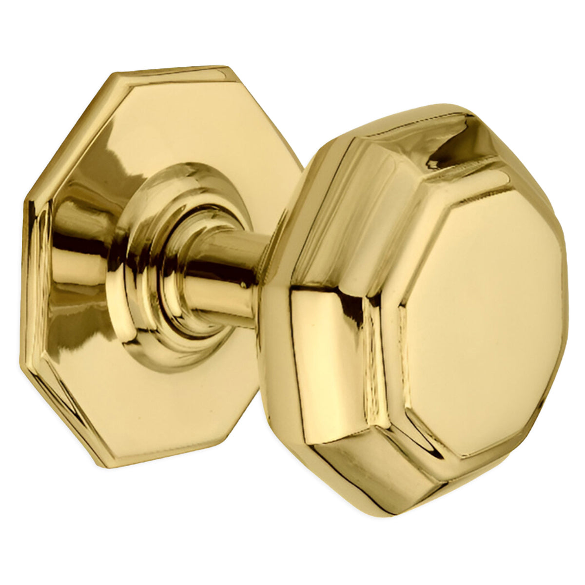 OCTAGONAL CENTRE DOOR KNOB 82x90x80 PBR by Spira Brass