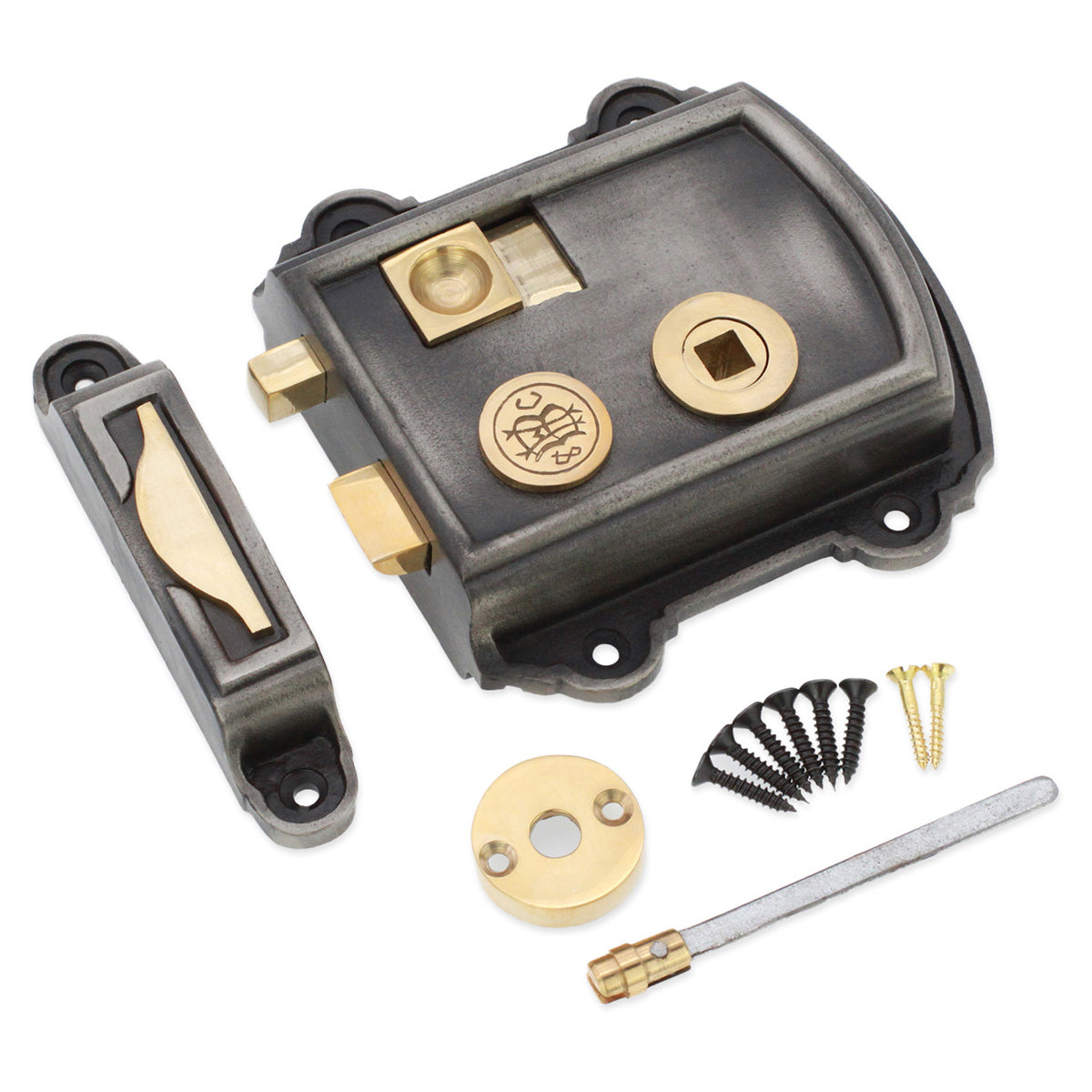 VICTORIAN RIM LATCH 113x25x115 PEW by Spira Brass