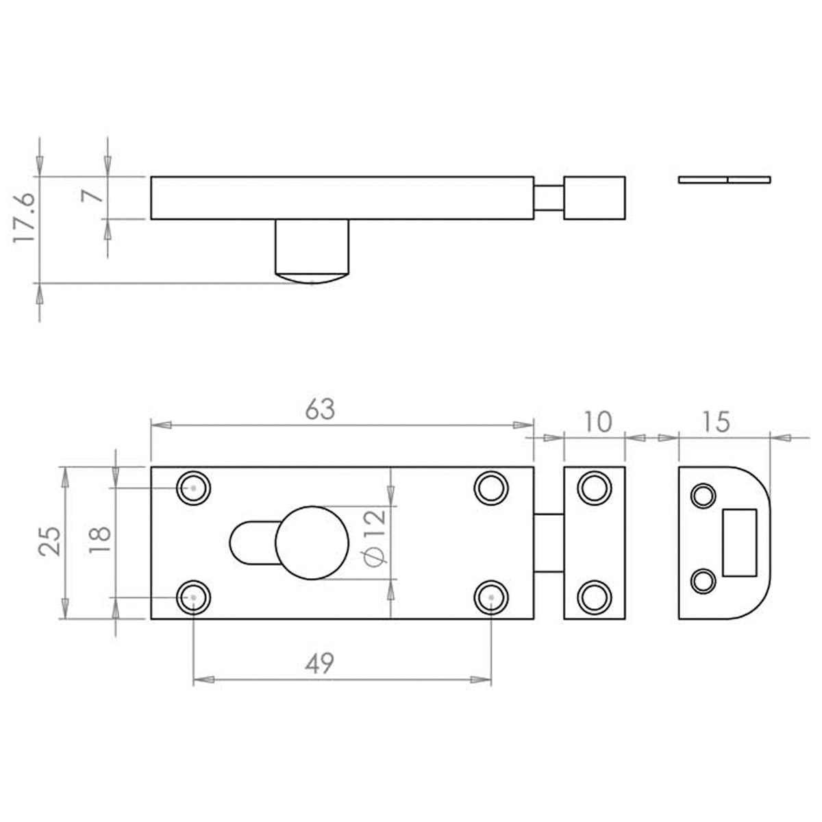 JEDO BATHROOM SLIDE BOLT 65x25 PCP J1414PC