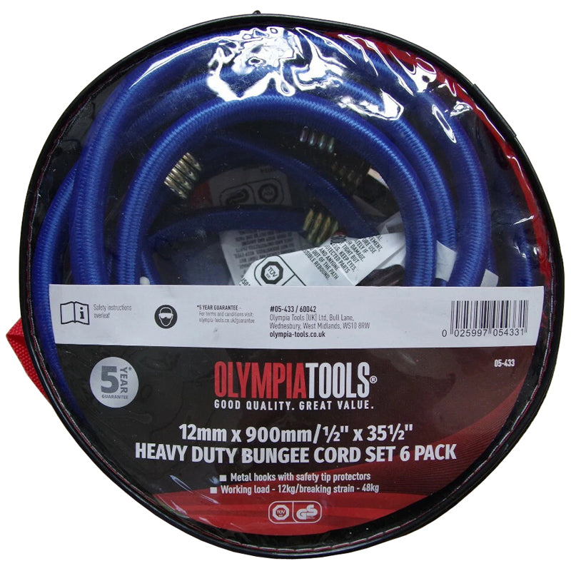OLYMPIA BUNGEE CORD 12x900 6PC BLUE