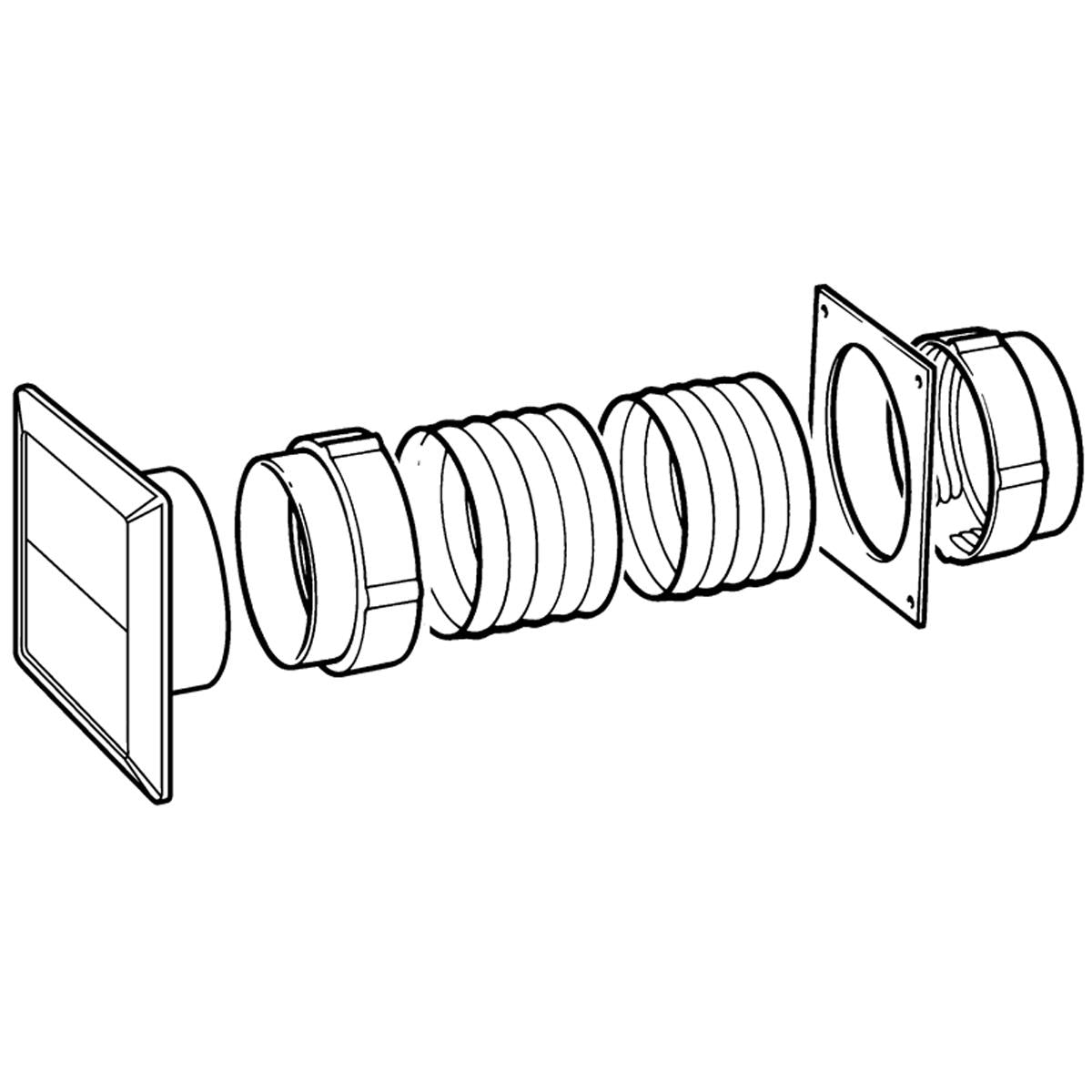 System125 Ducting Kit Hose with Gravity Flap Outlet 1000mm White