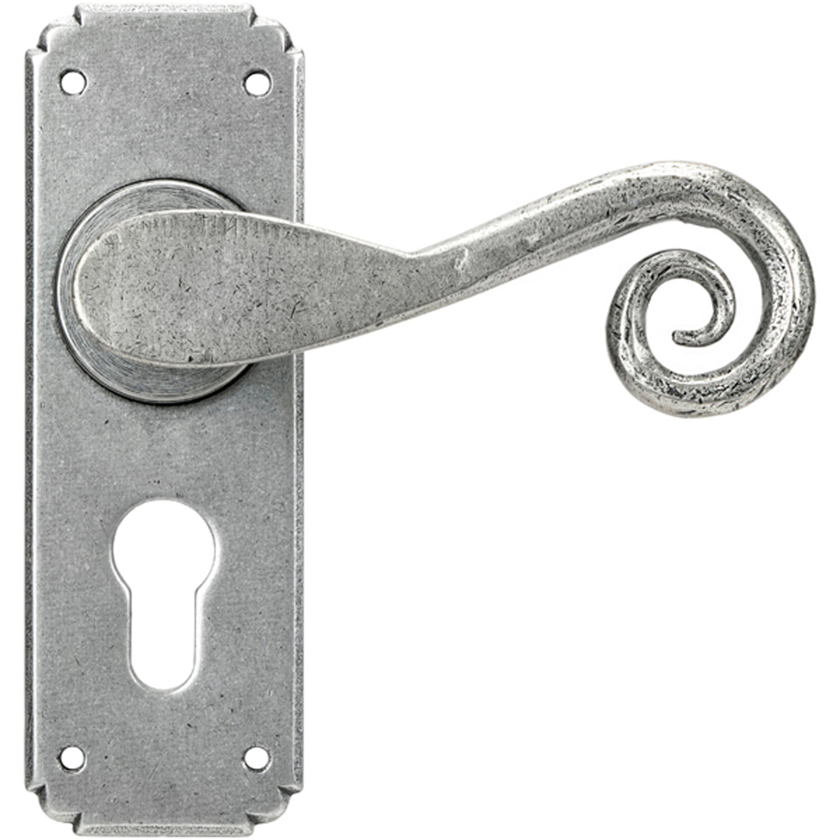 MONKEYTAIL LEVER HANDLE EURO LOCK 126x152x57 PEW