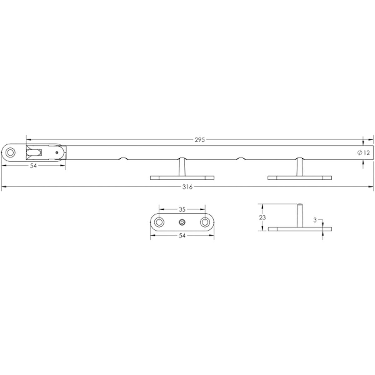 CASEMENT STAY D13x260 304SSS JSS1237