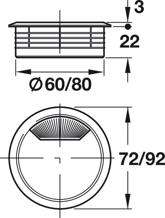 CABLE OUTLET 2PART D60 PL/BEIGE