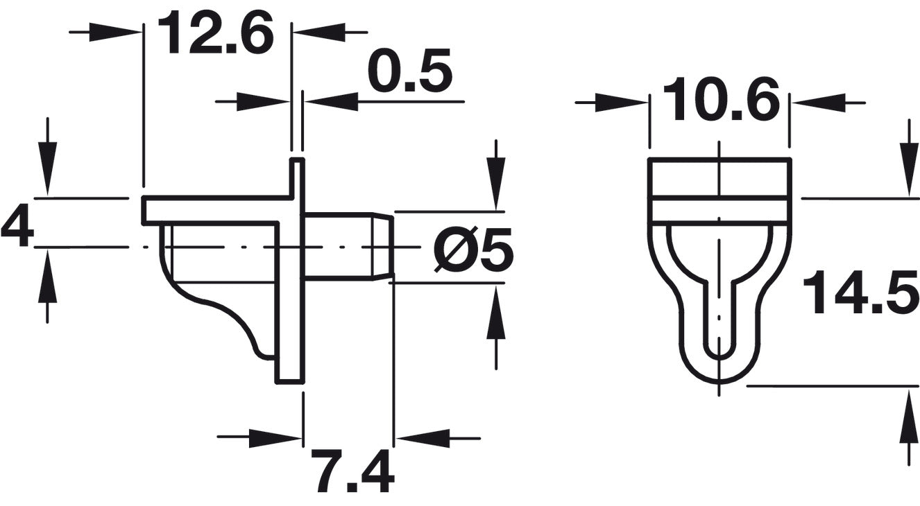Shelf Support Plug Pin 5mm Transparent — Box of 200 by HAFELE UK LTD