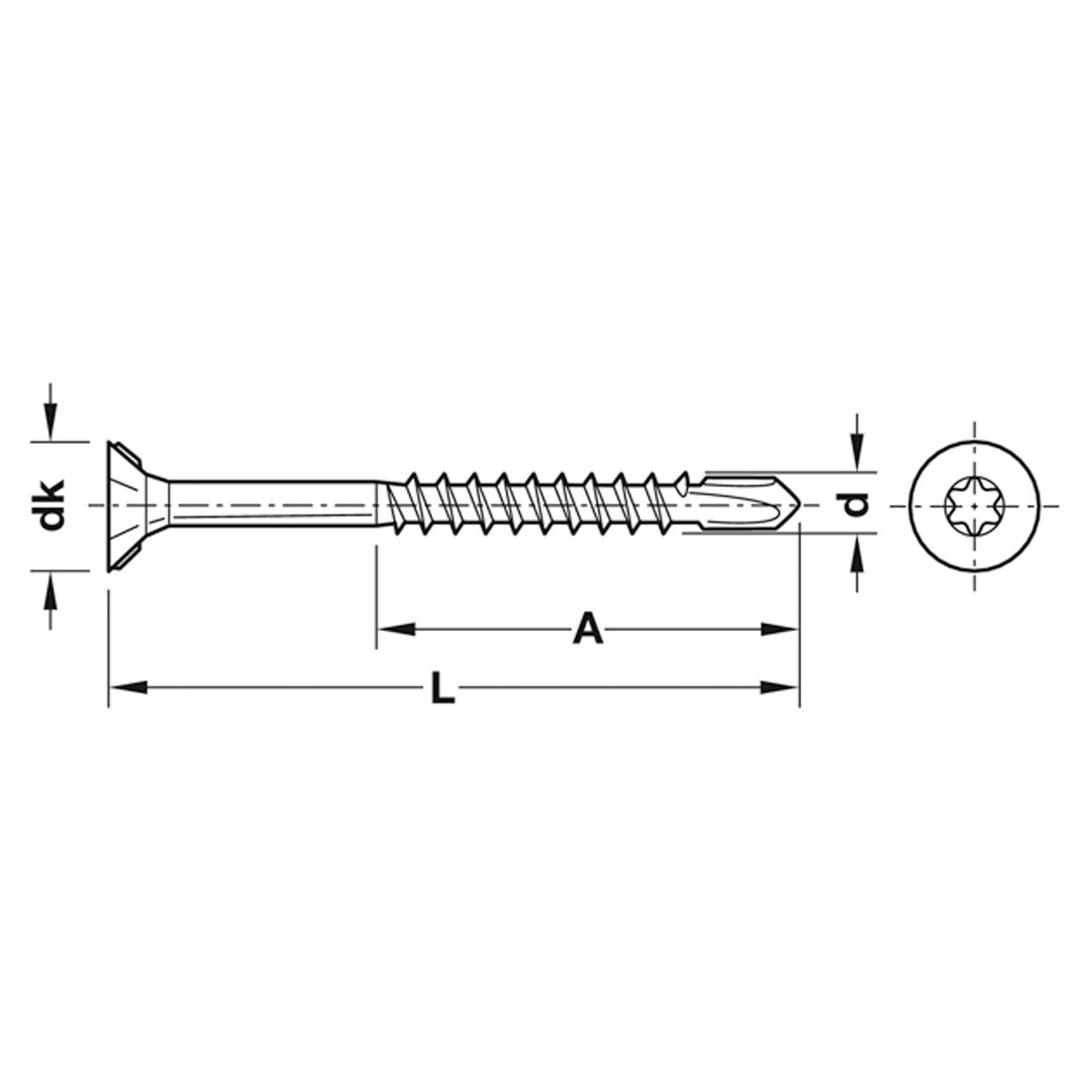 TSTAR DRILL SCREW D8x45 GLV x500