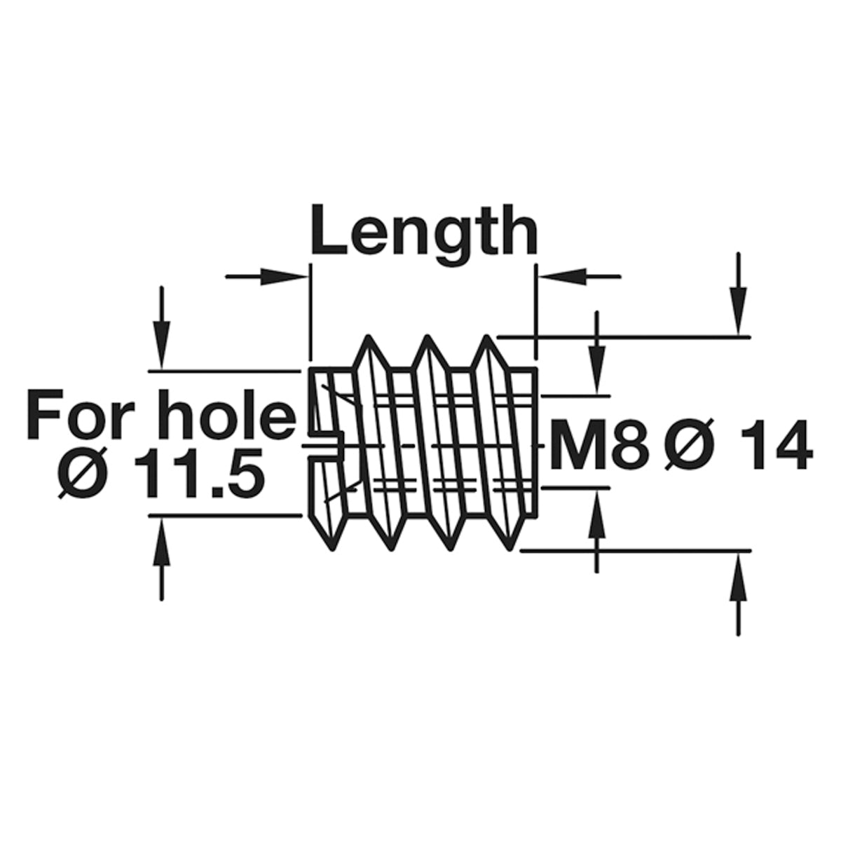 M08 SCREW IN SLEEVE D14.0x15 BRI x100
