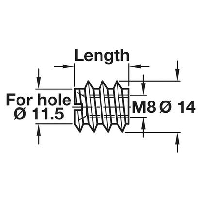M08 SCREW IN SLEEVE D14.0x15 BRI x100