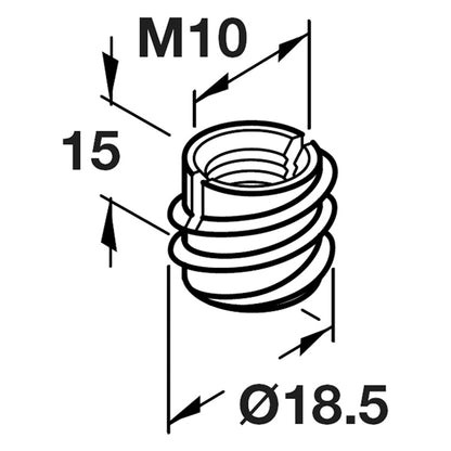 M10 SCREW IN SLEEVE D18.5x15 BRI x100