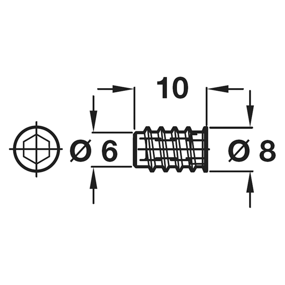 SCREW-IN SLEEVE SW04 D08x10 BS x100