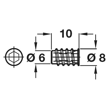 SCREW-IN SLEEVE SW04 D08x10 BS x100