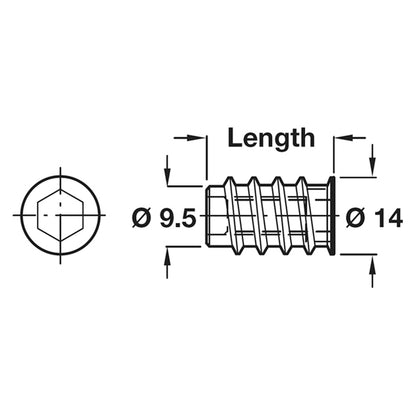 SCREW-IN SLEEVE SW08 D14x24 ZP x100