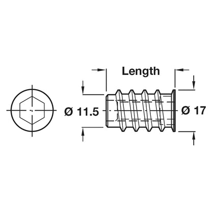 SCREW-IN SLEEVE SW10 D17x20 GLV x100