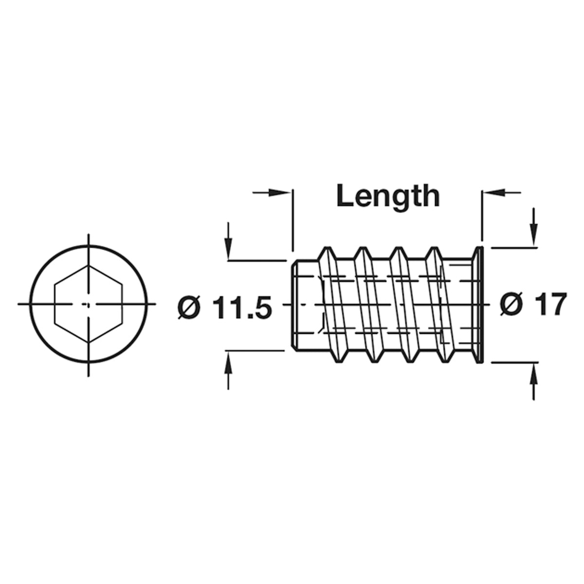 SCREW-IN SLEEVE SW10 D17x25 GLV x100