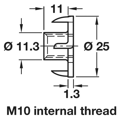 T-NUT M10 D25x11.0 ST/BRI x100