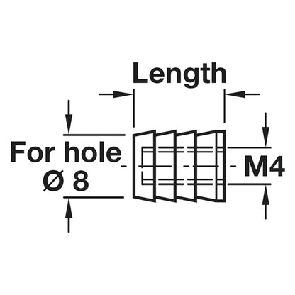 M4 GLUED DOWEL NYLON D8.5x10 x100