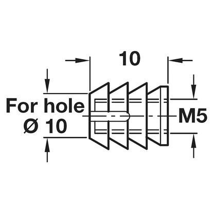 M5 GLUE IN SLEEVE D10x10 PL x100