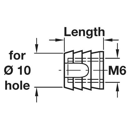 M6 GLUE IN SLEEVE PL D10x11 x100