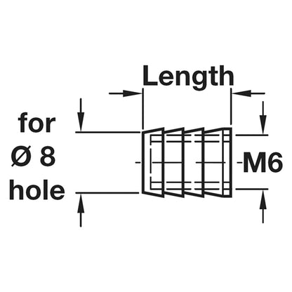 M6 GLUE IN SLEEVE PL D8.5x11 x100
