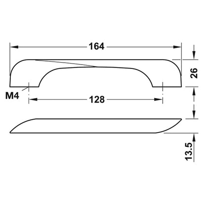 PULL HANDLE 128HC 164x15x26 ZA/MNI