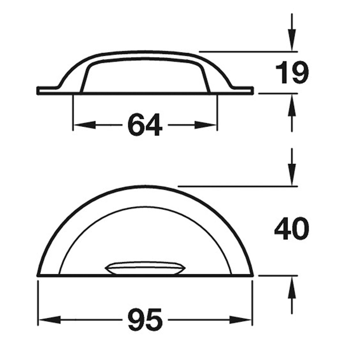 JUDE CUP HANDLE 64HC 95x40x19 BBR