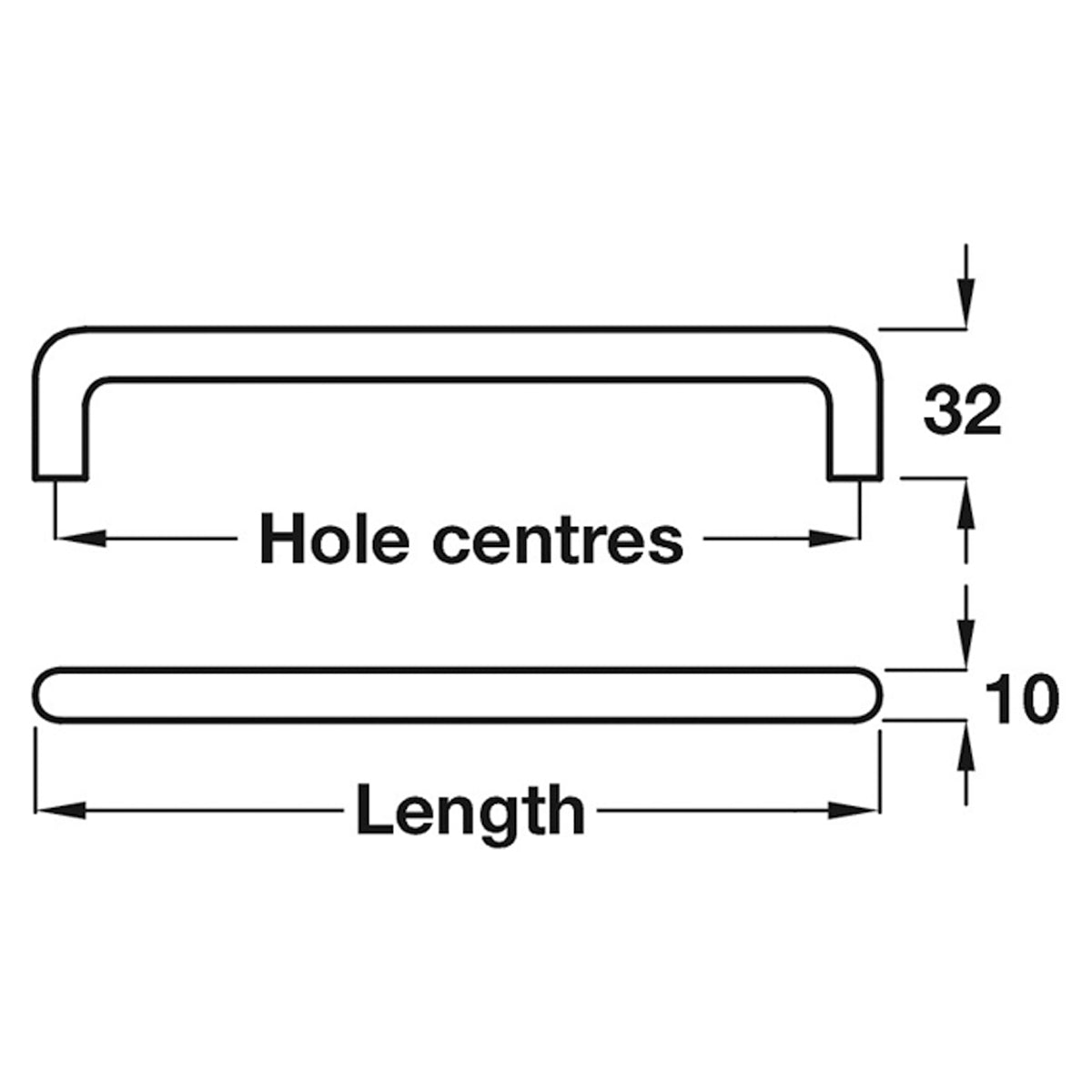D HANDLE 96HC 106x10x32 ALU/SLV