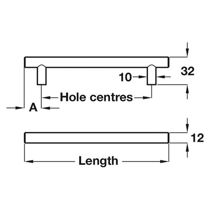 BARNABUS BAR HANDLE 128HC ST/BNI