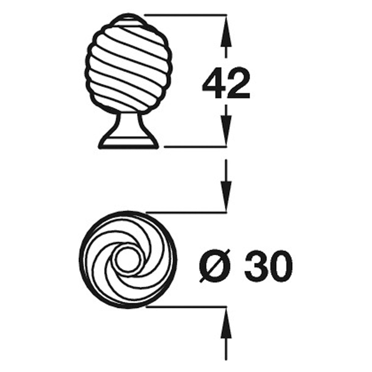 TWISTER KNOB D30x42xD18 ZA/APW