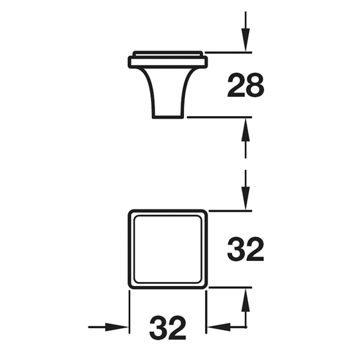 CONWY SQU KNOB 32x32x28 CI/NAT