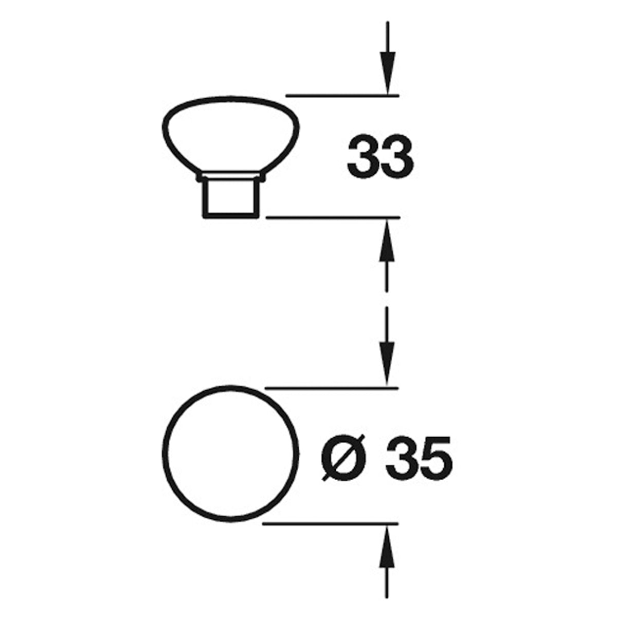 SMOOTH KNOB D35x33 CI/NAT