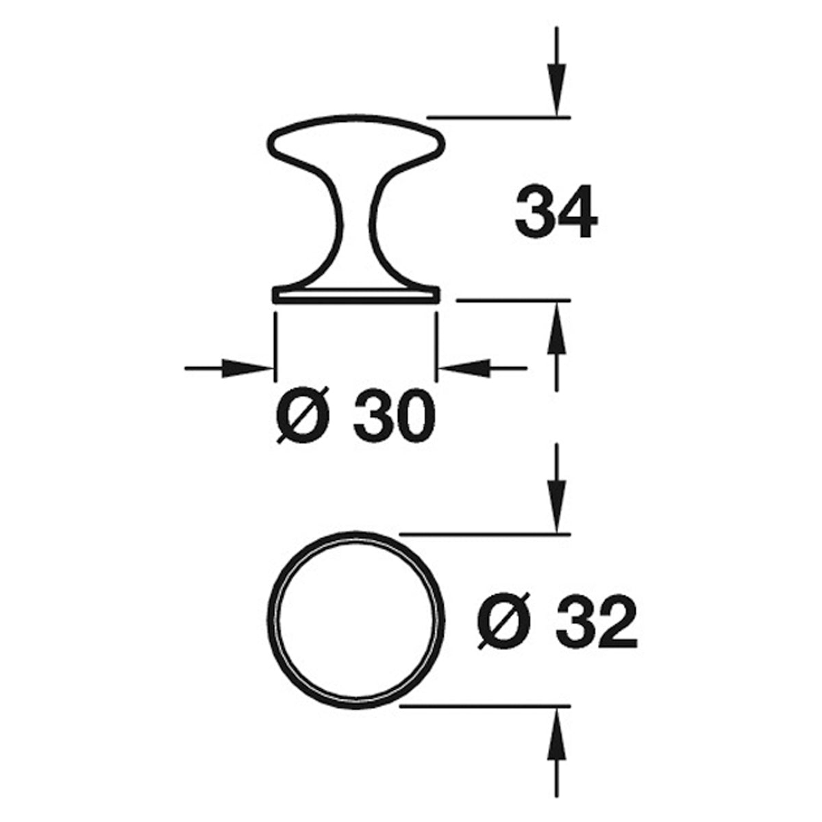CHLOEU KNOB D32x34 BRS/PNI