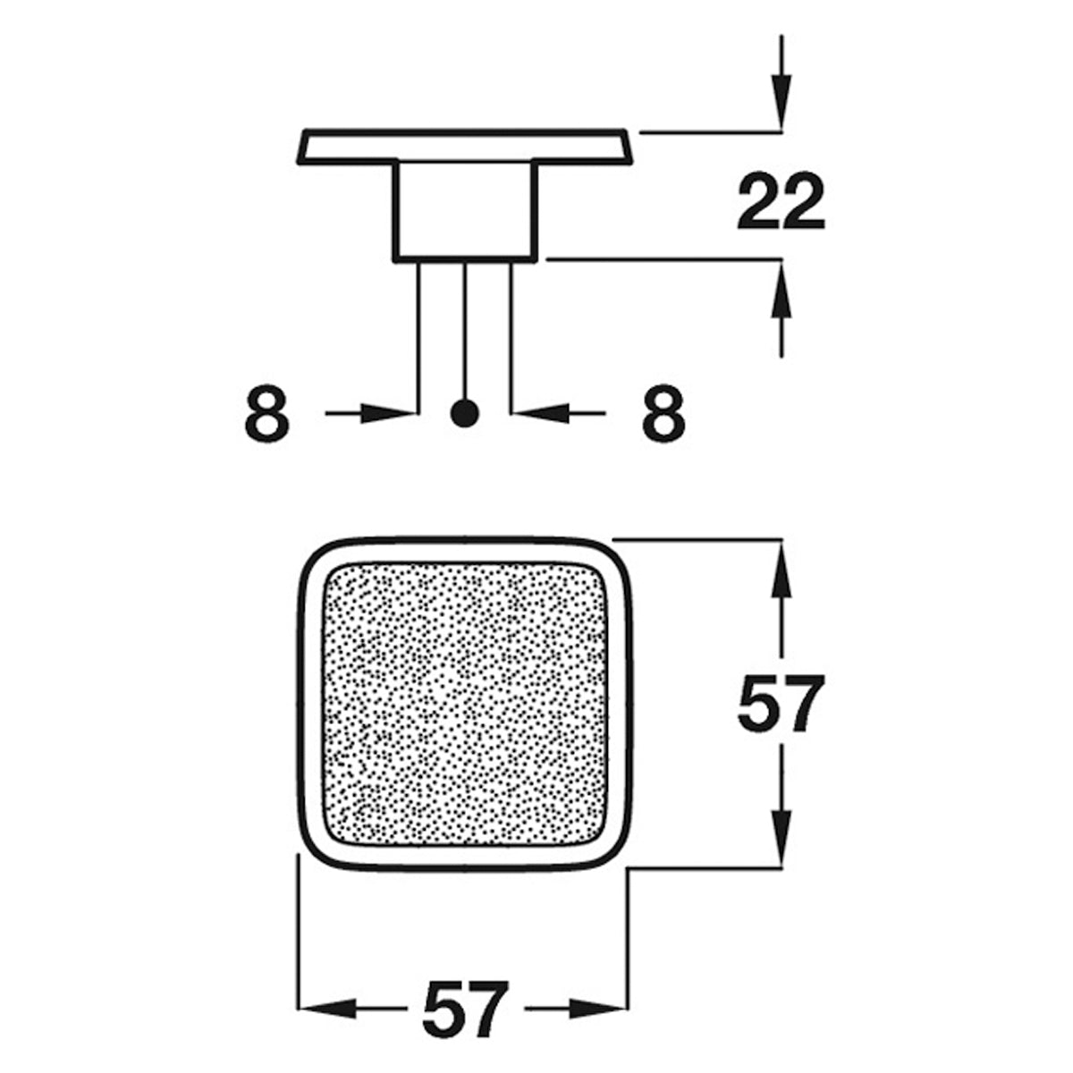 GLITTER SQU KNOB 8HC 57x57x22 ZA/PC