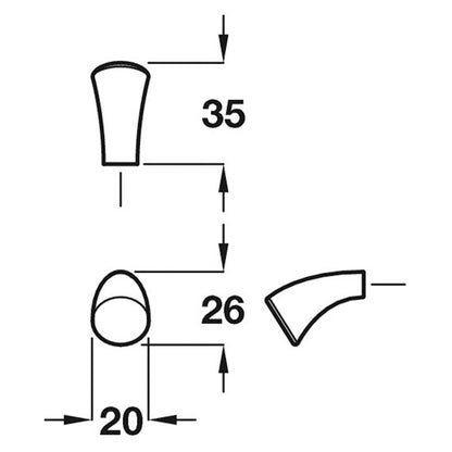 ARCO KNOB 20x26x35 ZA/SNI