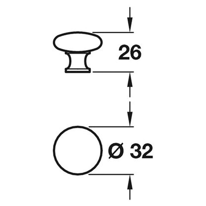 ORIEL KNOB D32x26xD15 ZA/MNI
