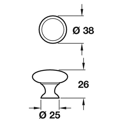 HENRIETTA KNOB D38x26xD25 ZA/PCP