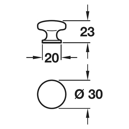 COCO KNOB D30x23xD20 ZA/SSE
