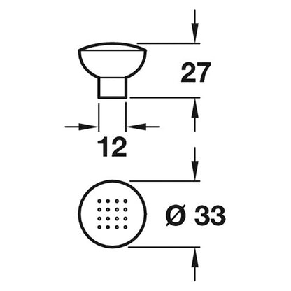 DIMPLE KNOB D33x27xD12 ZA/MNI