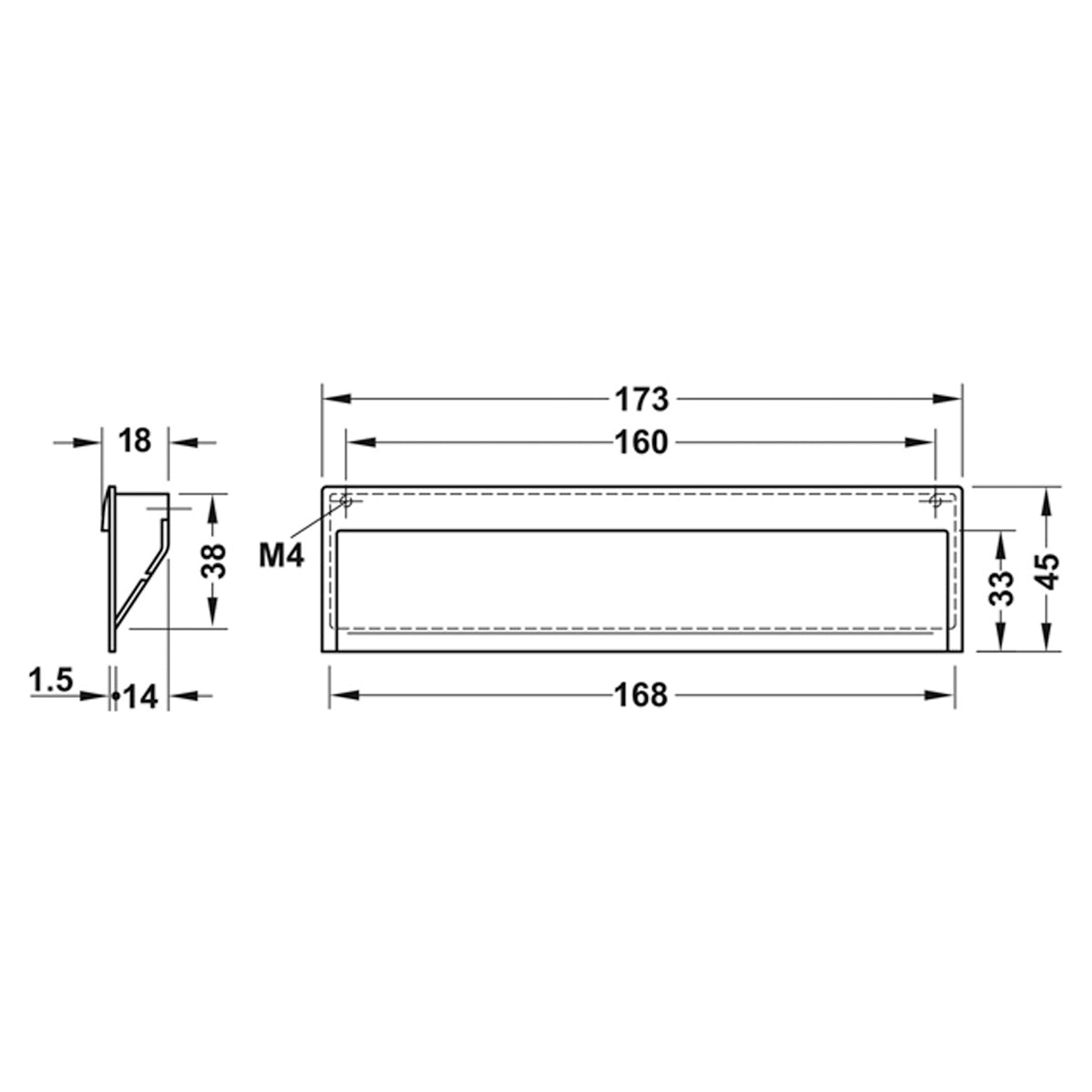 CAVENDISH INSET HANDLE 160HC ZA/BNI