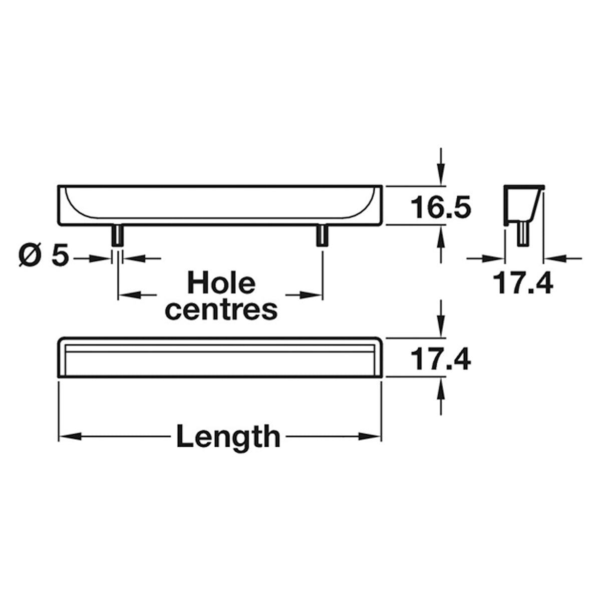 HIDE INSET HANDLE 128HC 180 ZA/SNI