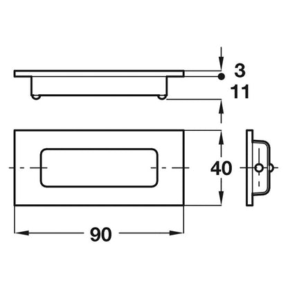 INSET HANDLE CNC 90x40x14 BRS/SNI