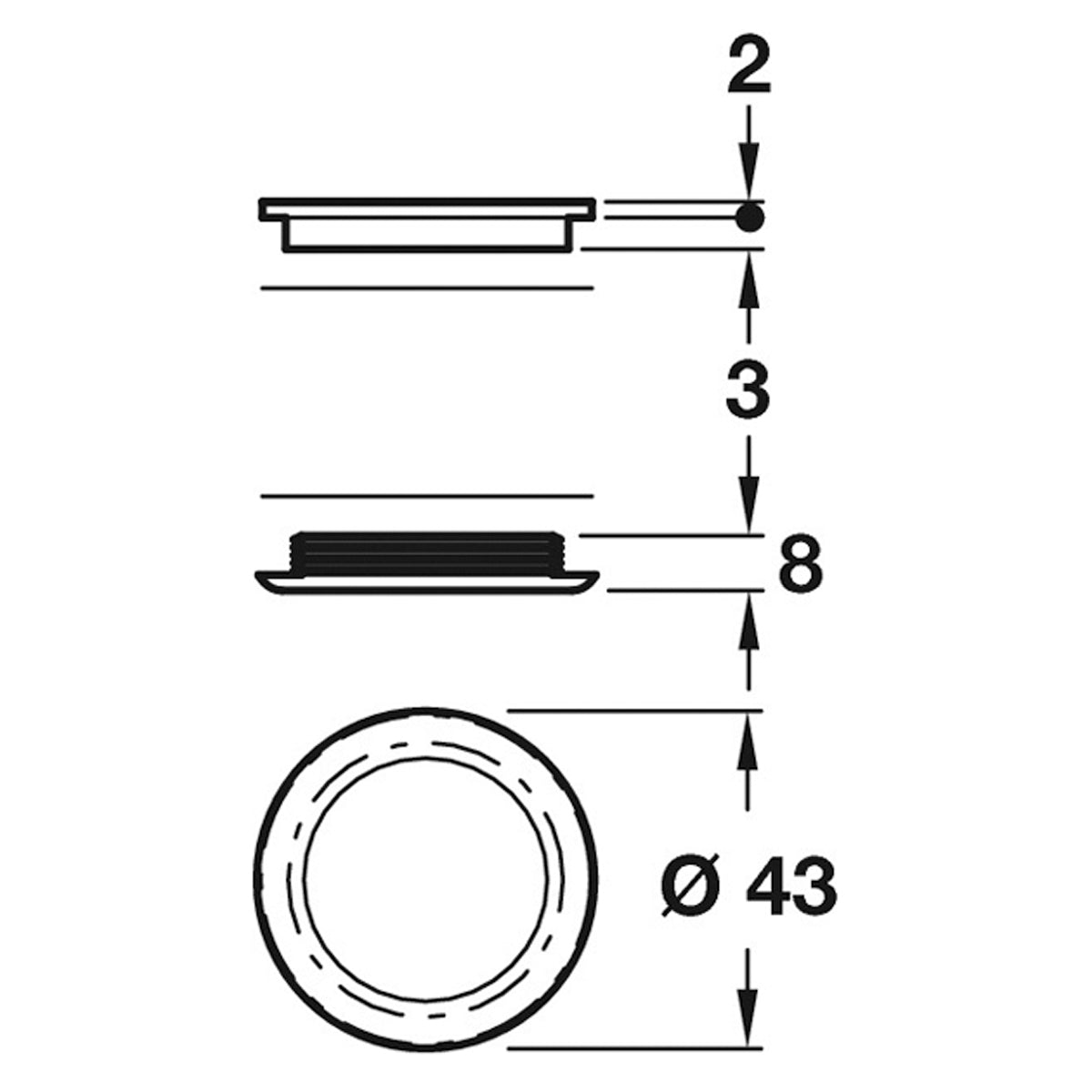 INSET HANDLE D43x8 BRS/PNP