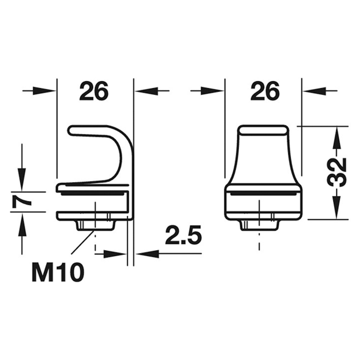 GLASS DOOR PULL 26x26x32 ZA/NP
