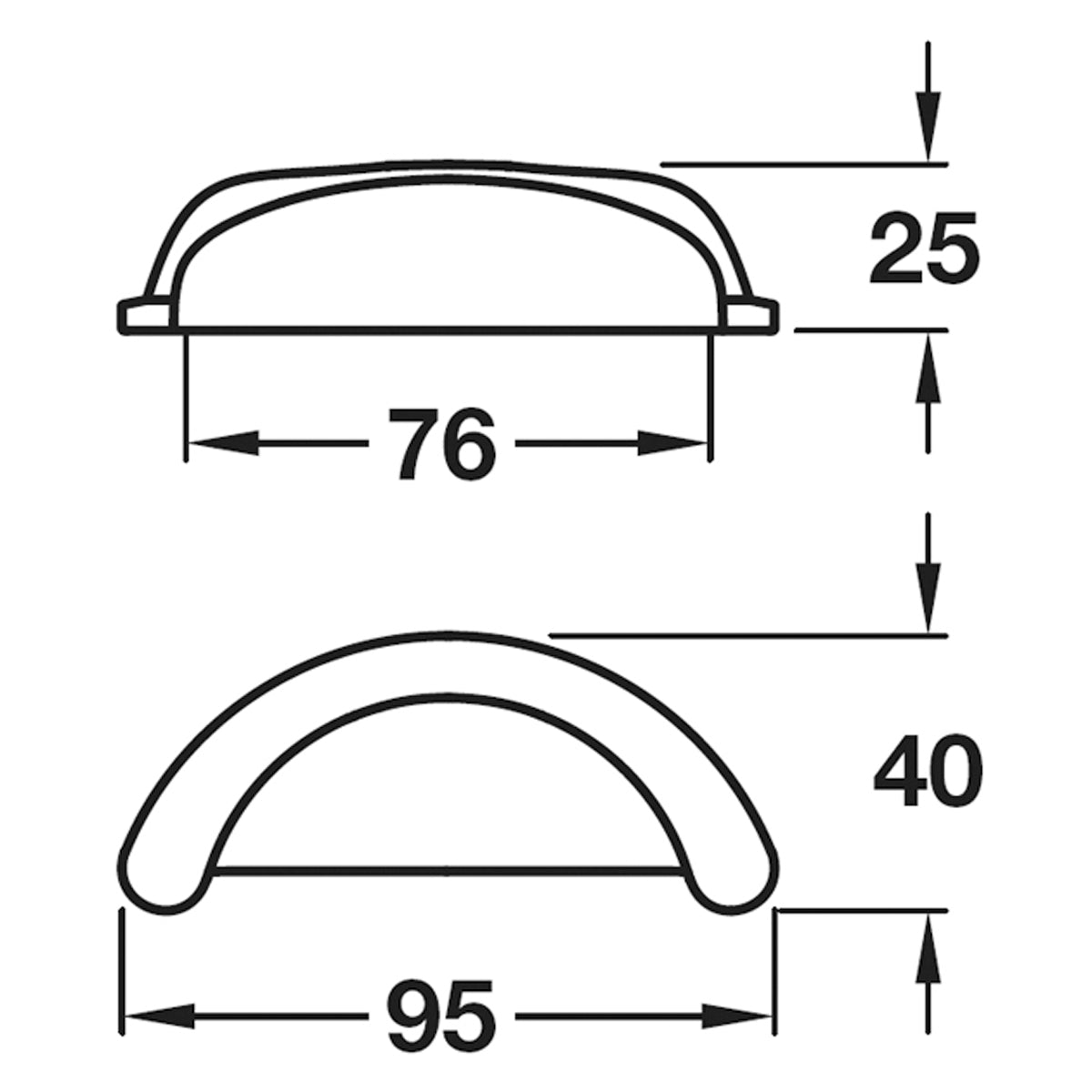 ARIEL CUP HANDLE 95x40x25 ZA/PCP