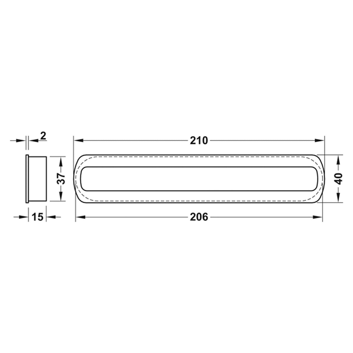 HALKIN INSET HANDLE 210x40 OAK/UNF