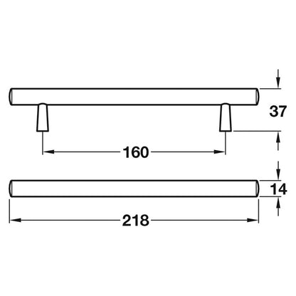 TILAA BAR HANDLE 160HC D14 OAK/COP