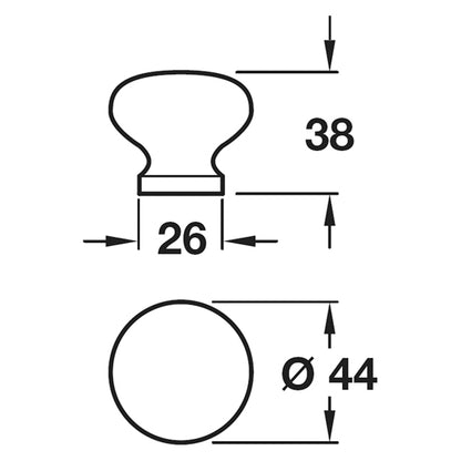 KNOB D44x38xD26 OAK/UNF